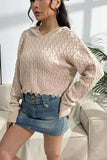 Cable-Knit Dropped Shoulder Hooded Sweater - PD SECRET REALM