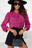 Leopard Round Neck Balloon Sleeve Blouse - PD SECRET REALM