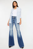 Kancan High Rise Wide Waistband Flare Jeans - PD SECRET REALM