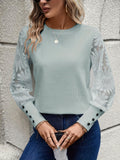 Round Neck Lace Long Sleeve Top - PD SECRET REALM