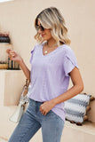 Eyelet Petal Sleeve V-Neck Knit Top - PD SECRET REALM