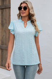 Eyelet Notched Flutter Sleeve T-Shirt - PD SECRET REALM