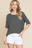 BOMBOM Striped Round Neck T-Shirt - PD SECRET REALM