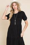 BOMBOM Short Sleeve Tiered Maxi Dress - PD SECRET REALM