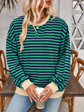 Lovelet Contrast Striped Long Sleeve Sweatshirt - PD SECRET REALM