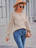 Round Neck Flounce Sleeve Blouse - PD SECRET REALM