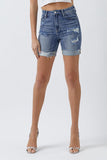 RISEN Full Size Distressed Rolled Denim Shorts with Pockets - PD SECRET REALM