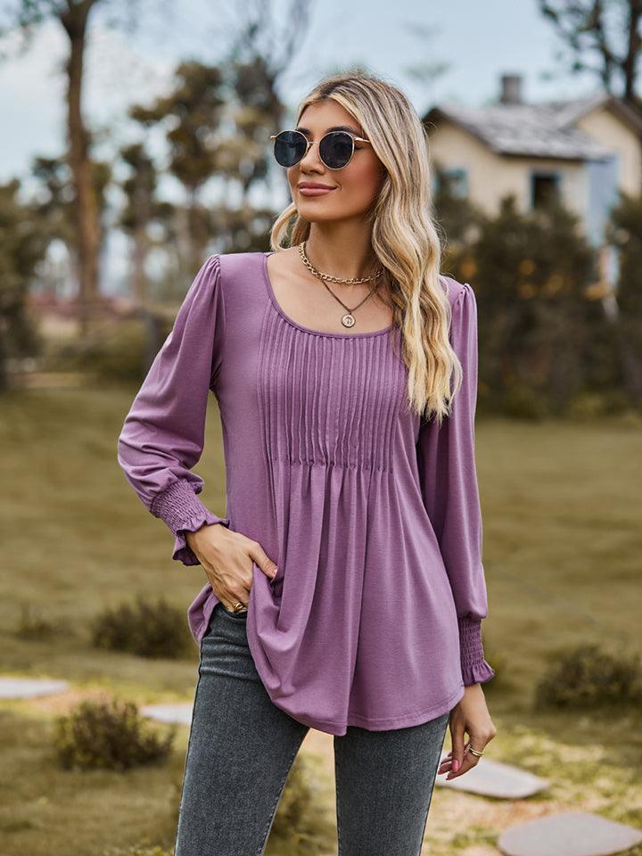 Puff Sleeve Pleated Blouse - PD SECRET REALM