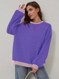 Lovelet Contrast Striped Long Sleeve Sweatshirt - PD SECRET REALM