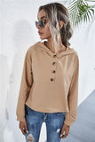 Buttoned Raglan Sleeve Hooded Blouse - PD SECRET REALM