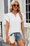 Eyelet Notched Flutter Sleeve T-Shirt - PD SECRET REALM