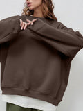 Round Neck Dropped Shoulder Long Sleeve Sweatshirt - PD SECRET REALM