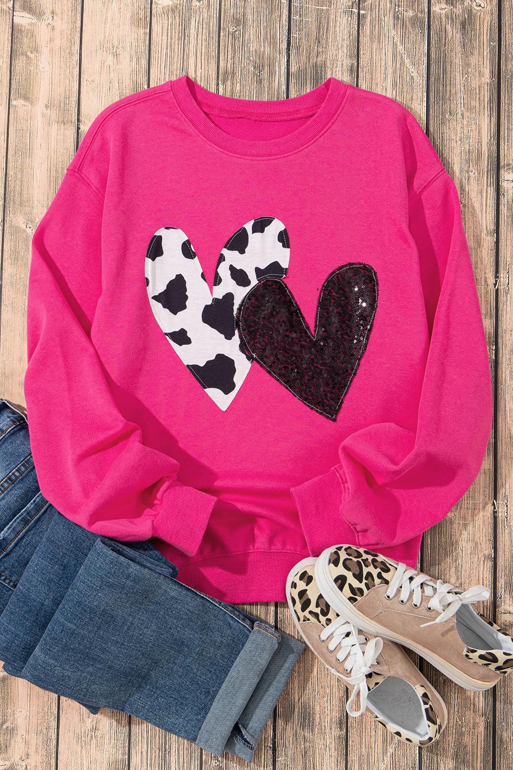 Heart Patch Long Sleeve Sweatshirt - PD SECRET REALM