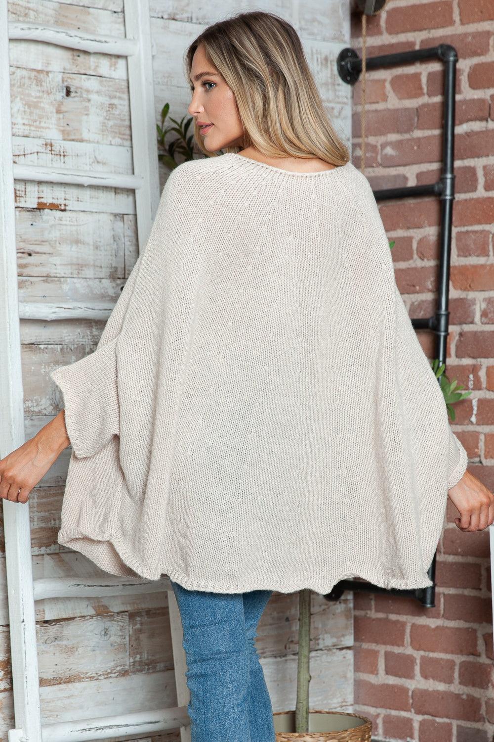 Round Neck Batwing Sleeve Sweater - PD SECRET REALM