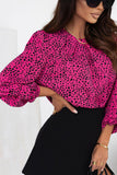 Leopard Round Neck Balloon Sleeve Blouse - PD SECRET REALM