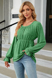 Round Neck Flounce Sleeve Blouse - PD SECRET REALM