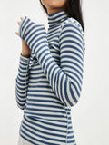 Exposed Seam Striped Turtleneck Long Sleeve T-Shirt - PD SECRET REALM