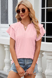 Eyelet Notched Flutter Sleeve T-Shirt - PD SECRET REALM