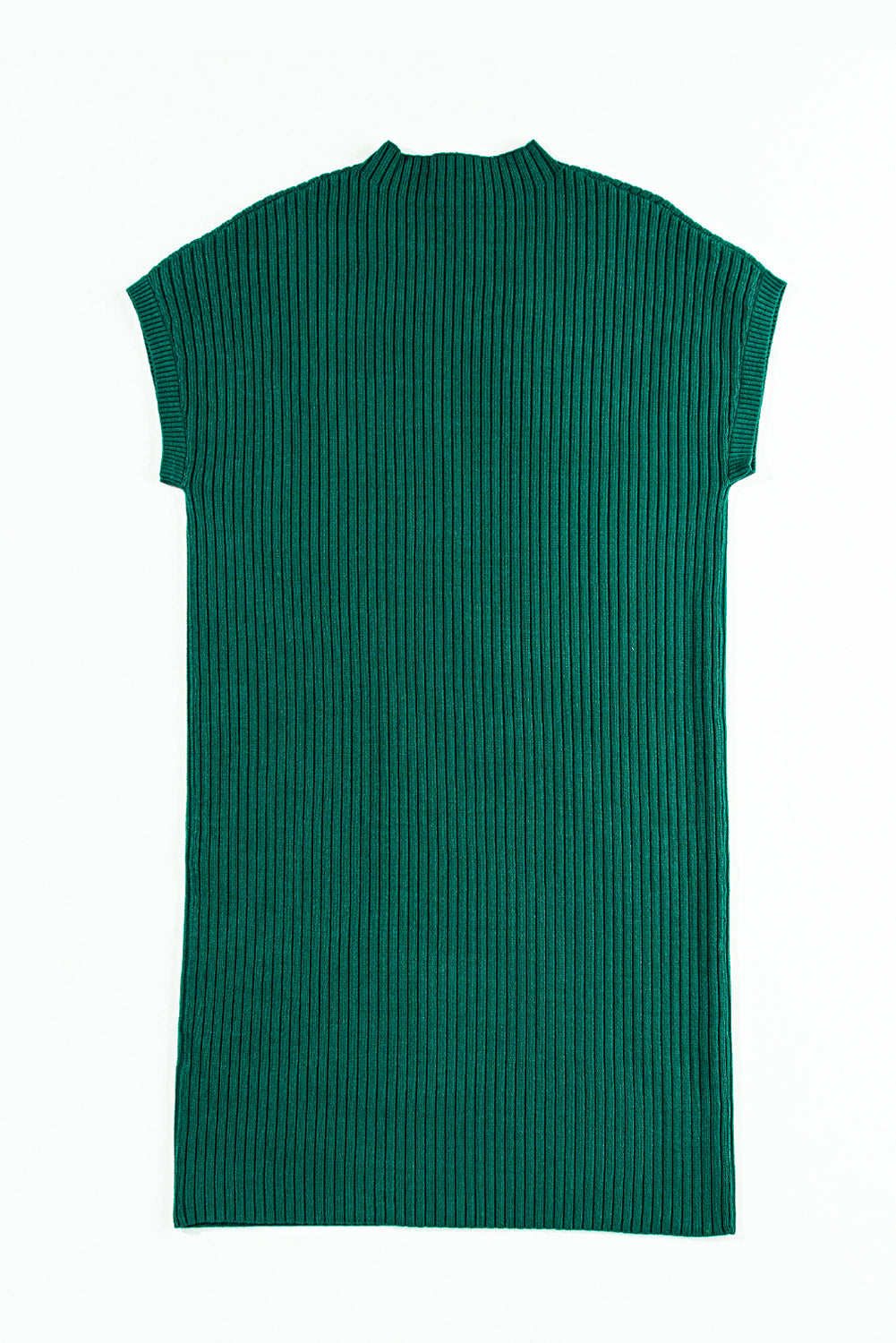 Blackish Green Patch Pocket Knit Short Sleeve Sweater Dress