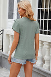 Eyelet V-Neck Petal Sleeve T-Shirt - PD SECRET REALM