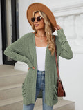 Pocketed Open Front Long Sleeve Cardigan - PD SECRET REALM