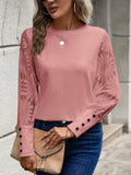 Round Neck Lace Long Sleeve Top - PD SECRET REALM