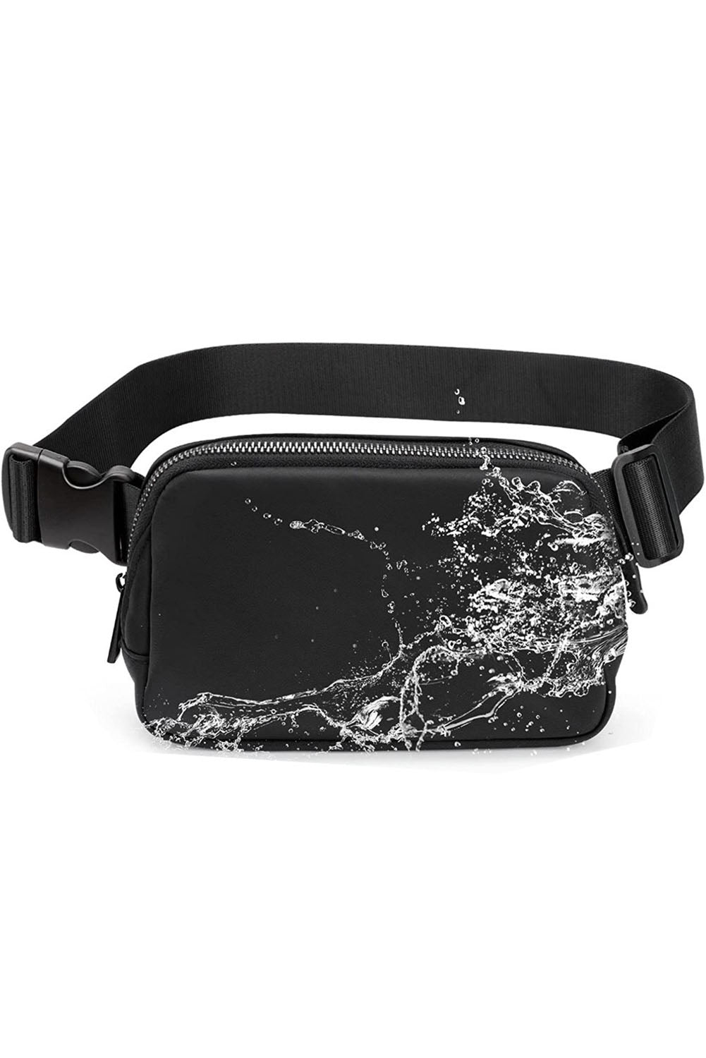 Black Waterproof Zipped Fanny Pack Crossbody Bag