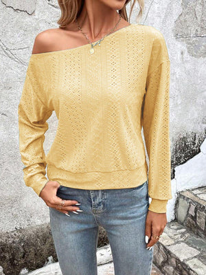 Eyelet Dropped Shoulder Blouse - PD SECRET REALM