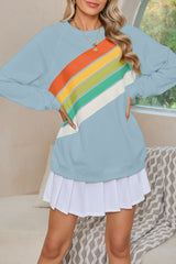 Black Rainbow Colorblock Pullover Sweatshirt