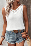 Lace Detail Textured V-Neck Tank - PD SECRET REALM