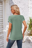 Eyelet Round Neck Petal Sleeve T-Shirt - PD SECRET REALM