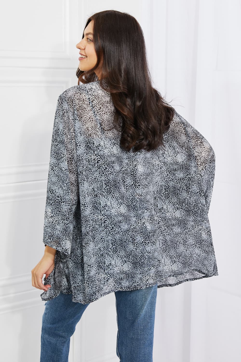 Melody Full Size Snake Print Chiffon Kimono - PD SECRET REALM