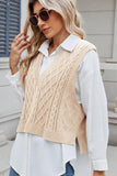 Cable-Knit V-Neck Sweater Vest - PD SECRET REALM