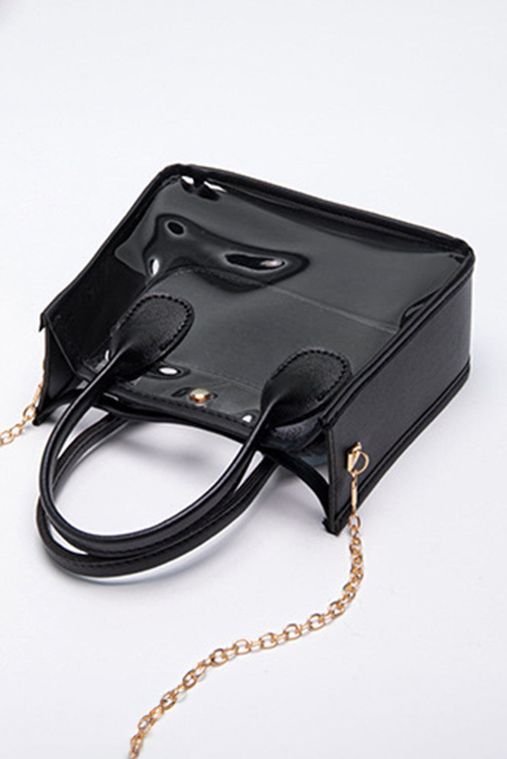 Chestnut PVC PU Leather Chain Strap Clear Shoulder Bag