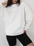 Round Neck Dropped Shoulder Long Sleeve Sweatshirt - PD SECRET REALM