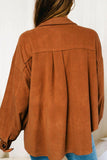 Pocketed Collared Neck Dropped Shoulder Jacket - PD SECRET REALM