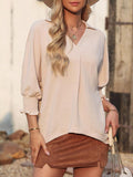 Johnny Collar Three-Quarter Sleeve Blouse - PD SECRET REALM