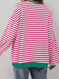 Lovelet Contrast Striped Long Sleeve Sweatshirt - PD SECRET REALM