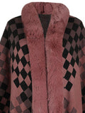 Fuzzy Checkered Long Sleeve Poncho - PD SECRET REALM