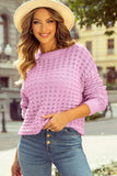 Round Neck Dropped Shoulder Long Sleeve Sweater - PD SECRET REALM