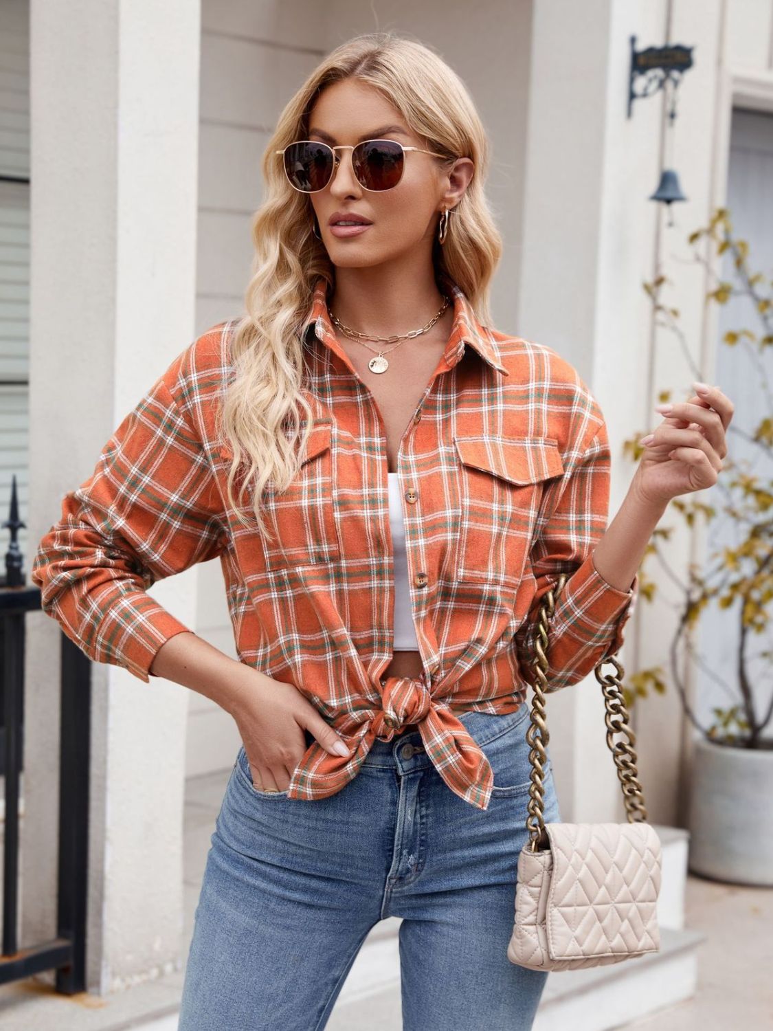 Plaid Button Up Long Sleeve Shirt