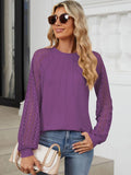 Round Neck Lace Long Sleeve Top - PD SECRET REALM