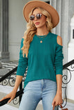 Round Neck Cold Shoulder T-Shirt - PD SECRET REALM