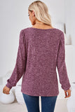 Ribbed Square Neck Long Sleeve T-Shirt - PD SECRET REALM