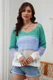 Openwork V-Neck Dropped Shoulder Blouse - PD SECRET REALM