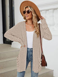 Pocketed Open Front Long Sleeve Cardigan - PD SECRET REALM