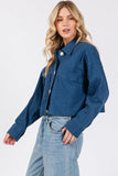 bytos Button Down Cropped Denim Jacket with Patch Pockets - PD SECRET REALM