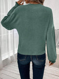 Ribbed Round Neck Lantern Sleeve T-Shirt - PD SECRET REALM