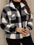 Plus Size Pocketed Plaid Collared Neck Jacket - PD SECRET REALM