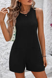 Mandy Round Neck Sleeveless Front Pocket Romper - PD SECRET REALM